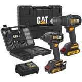 Cat Dxk201 18Volt/2.0Ah Li-Ion Çift Akülü Kömürsüz Profesyonel Şarjlı Darbeli Matkap + Dx7030 Kömürs