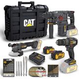 Cat DXK302 DX1010 + DX2150 + DX3131 Darbeli Vidalama Seti 3 Parça + 39 Parça Aksesuar Seti Şarjlı Li-ion Akü ile
