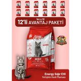 Cat food energy Sığır Etli Yetişkin Kedi Maması 1 kg - 12 Adet - Sığır Eti