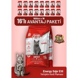 Cat food energy Sığır Etli Yetişkin Kedi Maması 500 G - 16 Adet - Sığır Eti