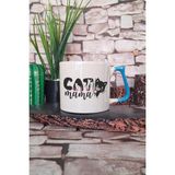 Cat Food Temalı Komik Kedisever Kedi Maması Hediyelik Kulplu Kupa Bardak - Mavi