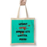Cat Funny Coffee Drinks Lover Gift Quote - Vintage Retro Rainbow Style Bez Çanta Uzun Saplı - Açık Bej - 40 X 40