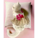 Cat Fuschia Creamy Tütülü Kedi Elbisesi (Large / 3,5 - 4,5 kg )