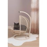 Cat Loft Kedi Salıncağı ve Minderli Rahat Yatağı, Sık Örgülü Rattan Tasarım - Tek Ebat - Krem