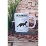 Cat Petting Cat Guide Baskılı Komik Kedi Sevme Kılavuzu Hediye Baskılı Kupa Bardak - Beyaz