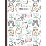 Cat Sketchbook: Blank Kawaii Cat Notebook for Drawing and Sketching