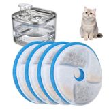 Cat Su Çeşmesi Yedek Filtreler, ZALBYUY Kablosuz Pille Çalışan Otomatik Kedi Su Çeşmesi için 4 Adet Filtre Seti, 4 Ön Filtre Süngerli 4 Filtreleme Sistemi