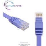 Cat6 5 Metre Yassı Kablo Ethernet Internet Kablosu Jack Soketleri Takılı Hazır Kablo