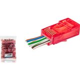 Cat6 Ez RJ45 Konnektör - 100 Adet Kirmizi / Ekonomik Poşet Paket ND2411 Midastech