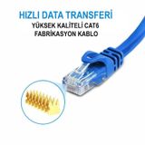 Cat6 Internet Kablosu Ethernet Fabrikasyon Rj45 Lan Adsl 20 M Metre
