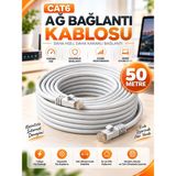 Cat6 RJ45 Ethernet Kablosu Yüksek Hızlı Internet ve Network Ağ Kablosu 50 Metre