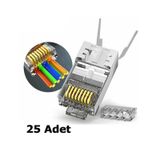 Cat7 Cat6A EZ Yeni Nesil RJ45 Delikli Metal Konnektör - 25 Adet