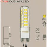CATA 220v 7w G9 Kapsül Ampul GÜNIŞIĞI Işık 3200k Geniş Açı (Mısır Dizgi İğne Ayaklı Avize Ampulü 220