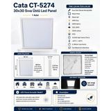 Cata 30W 30X30 Kare Led Panel Beyaz Kasa Beyaz Işık 6400K Sıva Üstü Armatür 3200Lm 30 Watt 220V Ip20