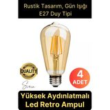 Cata 4 Adet Vintage Spiral Filament Rustik Retro Akkor Led Ampul Yüksek Işıklandırma Lamba Gün Işığı E27