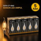 Cata 4W Led Filament Kıvrık Buji Ampul Ct-4062 Gün- Işık 5 Li Paket