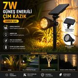 Cata 7W Solar Güneş Enerjili Çim Kazığı & Bahçe Aydınlatma - Amber