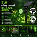 Cata 7W Solar Güneş Enerjili Çim Kazığı & Bahçe Aydınlatma - Yeşil
