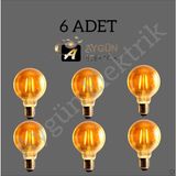 Cata Aygünelektrik CT-4286 6W Rustik LED G90 Glop Ampul E27/ Amberünün - 6 Adet