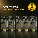 Cata Castor Ct-5334 30W Led Ray Spot 3200K Gün Işığı Siyah Cob Mağaza Vitrin Aydınlatma 5 Adet