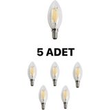 Cata Cata CT-4063 Edison LED Buji Ampul 7W Günışığı (Sarı)- 5’li Paket - Renkli