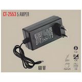 Cata Ct-2553 12V 5A 60W Led Adaptör Trafo 220V Fişli Güç Kaynağı Led Şerit Kamera