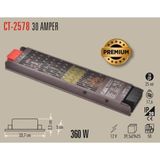 Cata CT-2578 30 Amper 12V Şerit LED Trafosu (360W) (Slım-Fansız) - 12 x 4 x 3 cm - Gri