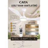 Cata CT-3000 3 RENK LED IŞIKLI, SESSİZ, KUMANDALI TAVAN VANTİLATÖRÜ