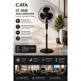 Cata CT-3020 Ayaklı Vantilatör Geniş Alan Soğutma, Ayarlanabilir Yükseklik 3 Kademeli Fan Ayarı - 001-Siyah