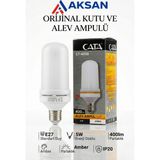 Cata CT-4059 Alev Efektli LED Ampul E27 5W Amber – Yerçekimi Sensörlü, 4 Modlu Dekoratif (Şömine Etkisi) - 2'li