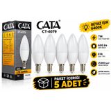 Cata CT-4079 Buji Ampul Mum 7W Beyaz 5'li Paket | Cata CT-4079 Model, Beyaz Renk, 7W Güç, 5'li Paket
