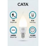 Cata CT-4080 LED Buji Ampul E14 7W 6400K Beyaz Işık 680 Lümen (Kıvrık Uçlu) (Ince Duy) - 20
