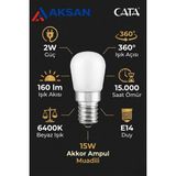Cata CT-4261 E14 Duy 2W (15W Eşdeğer) 160 Lümen 6400K Beyaz Işık Mini LED Ampul - 5 ADET