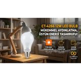 CATA CT-4266 12W LED Ampul | Beyaz Işık 6500K | E27 Duylu | Enerji Tasarruflu | Uzun Ömürlü