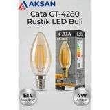 Cata CT-4280 4W E14 Duy Amber Rustik LED Filament Buji Ampul 2700K Sarı Işık 320 Lumen - 10 ADET