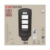 Cata CT-4692 Solar Güneş Enerjili Uzaktan Kumandalı Bahçe Sokak Aydınlatma Lambası 6400K (180W - Çok Renkli - Siyah - Plastik
