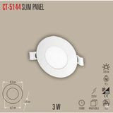 Cata CT-5144 Slim Panel 3W Günışığı LED Armatür IP20 Enerji Tasarruflu Ultra İnce Tasarım
