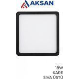 Cata CT-5236 18W Sıva Üstü Kare LED Panel Siyah Kasa Beyaz Işık 6400K 1900 Lümen 21X21 cm Tavan Armatürü - 6400K - Beyaz