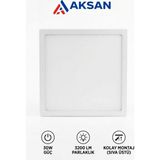 Cata CT-5274 30W Sıva Üstü Kare LED Panel Tavan Armatürü 6400K Beyaz Işık 3200 Lümen 28X28 cm - 6400K - Beyaz
