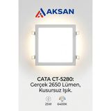 Cata CT-5280 30X30 cm Slim LED Panel 25W 6400K Beyaz Işık 2650 Lümen Sıva Altı Alçıpan Gömme Tavan Armatürü - 6400K - Beyaz