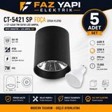 Cata CT-5421 Sp Foça (Siyah-Platin) + CT-4240 7W GU10 LED Ampul (5’li Set)