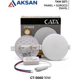 Cata CT-5660 10W x Plus Çerçevesiz Ayarlanabilir Sıva Altı Slim LED Panel Spot Lamba 3200K Günışığı ve 6400K Beyaz Işık (35-60 mm Delik Çapı) - 5 ADET - 6400K - Beyaz