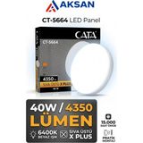 Cata CT-5664 40W Sıva Üstü x Plus Yuvarlak LED Panel 4350 Lümen 6400K Beyaz Işık Tavan Armatürü - 6400K - Beyaz
