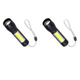 Cata CT-8024 Police LED Solar ve USB Şarjlı 3 Fonksiyonlu El Feneri 2 Adet - Siyah