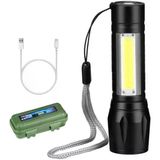 Cata Ct-8024 Usb Şarjlı El Feneri 200 Lm Led Cep Torch 3 Fonksiyonlu Cob + Zoom Polis Modlu Taşınabilir El Lambası Su Geçirmez Ip44