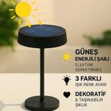 Cata Ct-8450 Dubai Solar Şarjlı Led Masa Lambası Siyah Kasa 3 Renk Ayarlı Dimmerli Masa Lambası