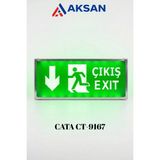 Cata CT-9167 LED Şarjlı Acil Çıkış Levhası 3 Saat Süreli Çift Taraflı Exit Armatürü Yeşil 35X14.5CM (Aşağı Yönlü) - 35 x 14,5 cm