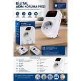 Cata CT-9187 Akım Korumalı Priz LED Ekranlı 4000W Voltaj Koruma Regülatörü - Siyah - Beyaz