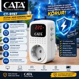 Cata CT-9197 Dijital Akım Korumalı Priz 4000W 16A 150-280V Ayarlanabilir Voltaj ve Gecikme Korumalı