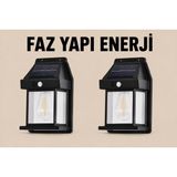 Cata Faz Proje Enerji Elektrik CT-7319 Güneş Enerjili Solar Aplik Duvar Lambası Hareket Sensörlü IP44 Dış Mekan Bahçe Aydınlatma 20W 2'li Set